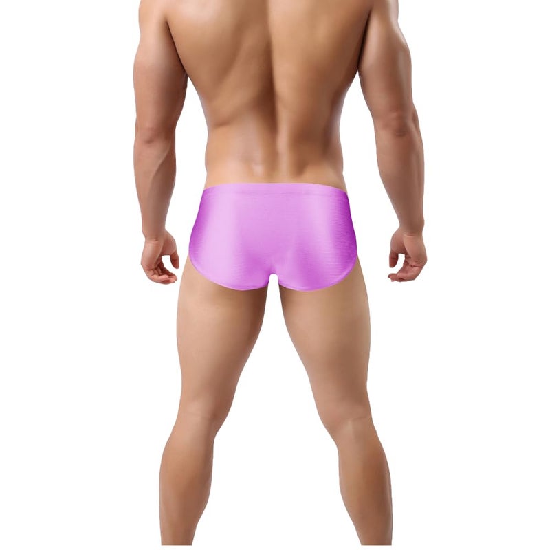 ZONBAILON Mens Sexy Bulge Enhancing Briefs Underwear Low Rise Ice Silk Big Ball Pouch Underpants Purple 2XL - Image 2